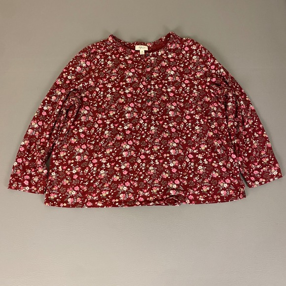 Style & Co. Blouse Top Women's Plus 3X Red Burgundy Floral Print Long Sleeve - Picture 1 of 11